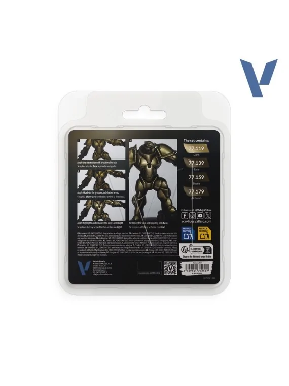 Set 4 Colores Metal Envejecido True Metallic Metal Vallejo 18ml (77258) de Vallejo en True Metallic Metal | La Cueva Roja