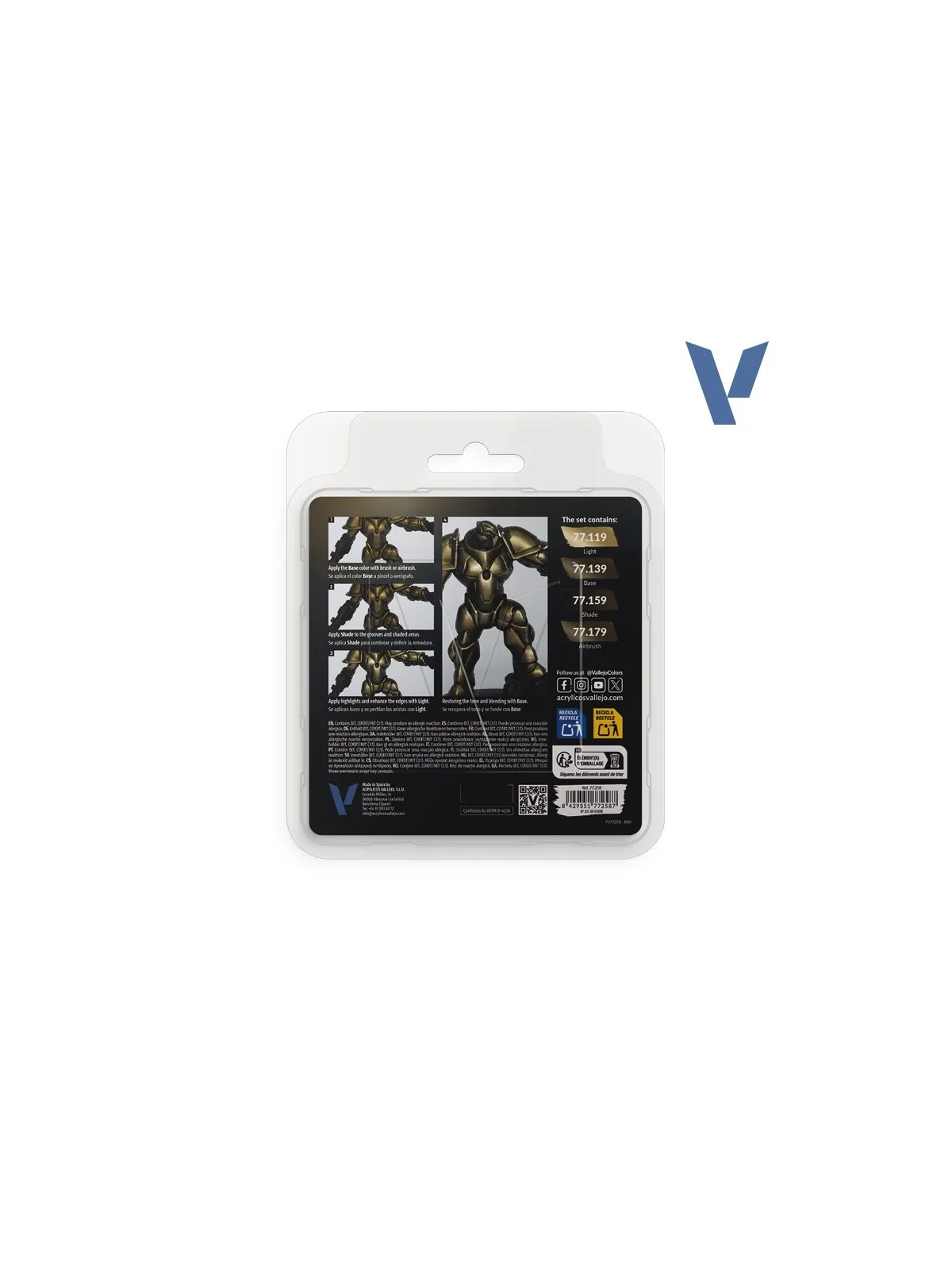 Set 4 Colores Metal Envejecido True Metallic Metal Vallejo 18ml (77258) de Vallejo en True Metallic Metal | La Cueva Roja