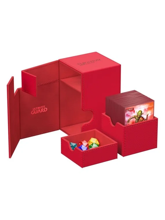 Ultimate Guard Flip'n'Tray 100+ XenoSkin Monocolor Rojo de Ultimate Guard en Cajas para Cartas | La Cueva Roja