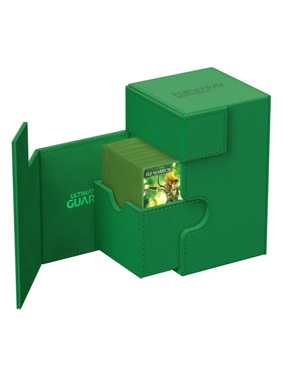 Ultimate Guard Flip'n'Tray 100+ XenoSkin Monocolor Verde de Ultimate Guard en Cajas para Cartas | La Cueva Roja