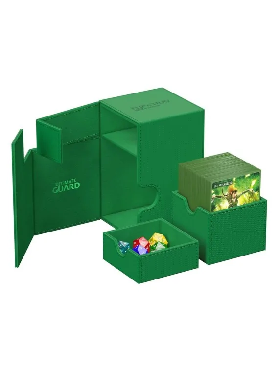 Ultimate Guard Flip'n'Tray 100+ XenoSkin Monocolor Verde de Ultimate Guard en Cajas para Cartas | La Cueva Roja