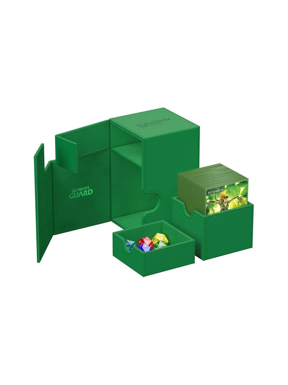 Ultimate Guard Flip'n'Tray 100+ XenoSkin Monocolor Verde de Ultimate Guard en Cajas para Cartas | La Cueva Roja