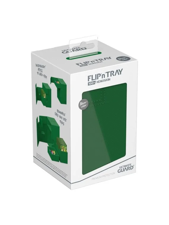 Ultimate Guard Flip'n'Tray 100+ XenoSkin Monocolor Verde de Ultimate Guard en Cajas para Cartas | La Cueva Roja