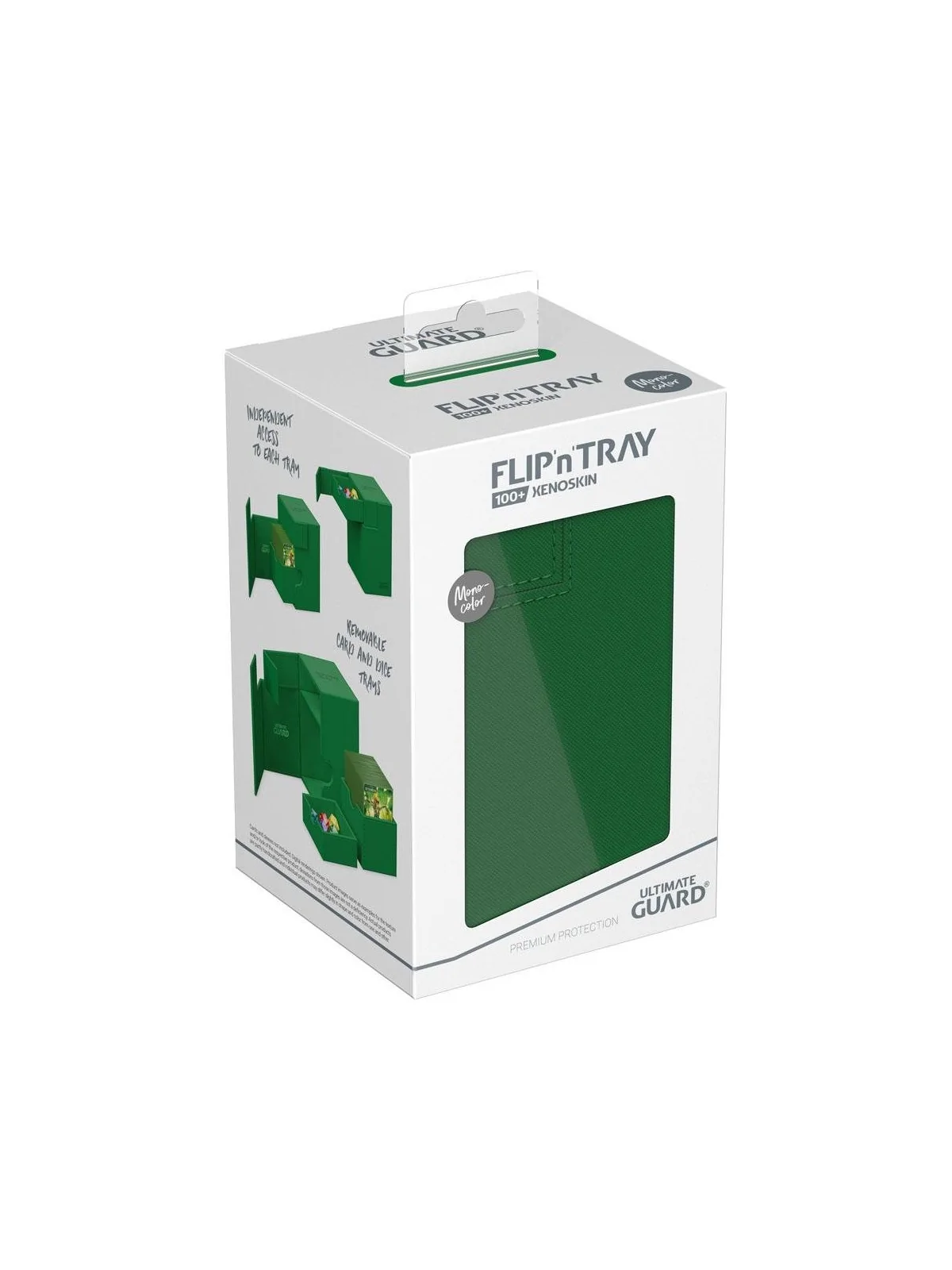 Ultimate Guard Flip'n'Tray 100+ XenoSkin Monocolor Verde de Ultimate Guard en Cajas para Cartas | La Cueva Roja