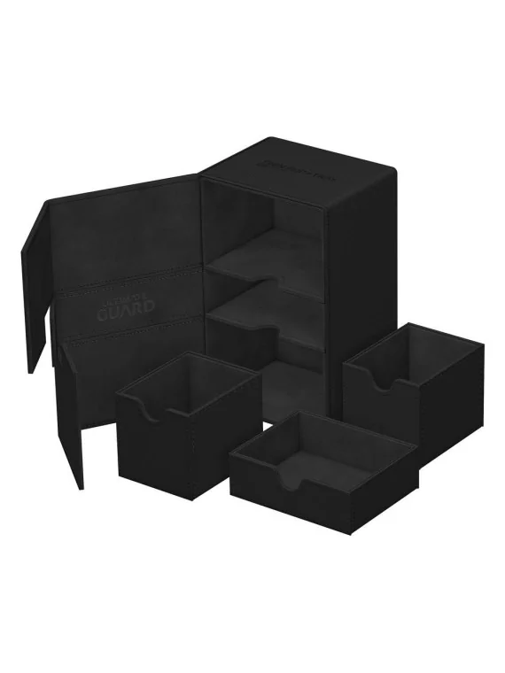 Ultimate Guard Twin Flip'n'Tray 160+ XenoSkin Monocolor Negro de Ultimate Guard en Cajas para Cartas | La Cueva Roja