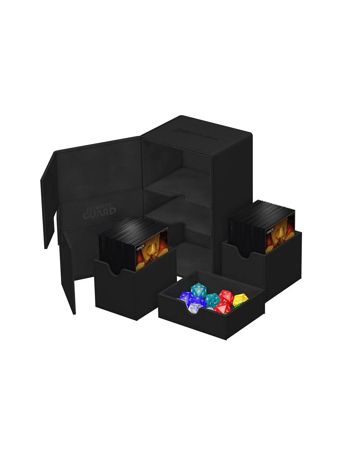 Ultimate Guard Twin Flip'n'Tray 160+ XenoSkin Monocolor Negro de Ultimate Guard en Cajas para Cartas | La Cueva Roja