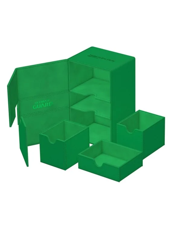 Ultimate Guard Twin Flip'n'Tray 160+ XenoSkin Monocolor Verde de Ultimate Guard en Cajas para Cartas | La Cueva Roja