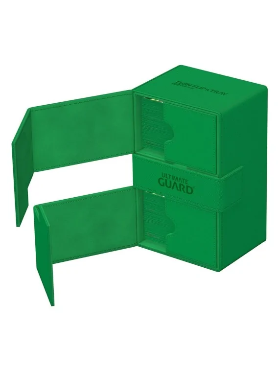 Ultimate Guard Twin Flip'n'Tray 160+ XenoSkin Monocolor Verde de Ultimate Guard en Cajas para Cartas | La Cueva Roja