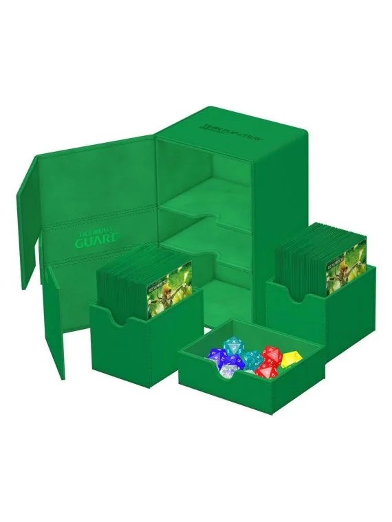 Ultimate Guard Twin Flip'n'Tray 160+ XenoSkin Monocolor Verde de Ultimate Guard en Cajas para Cartas | La Cueva Roja