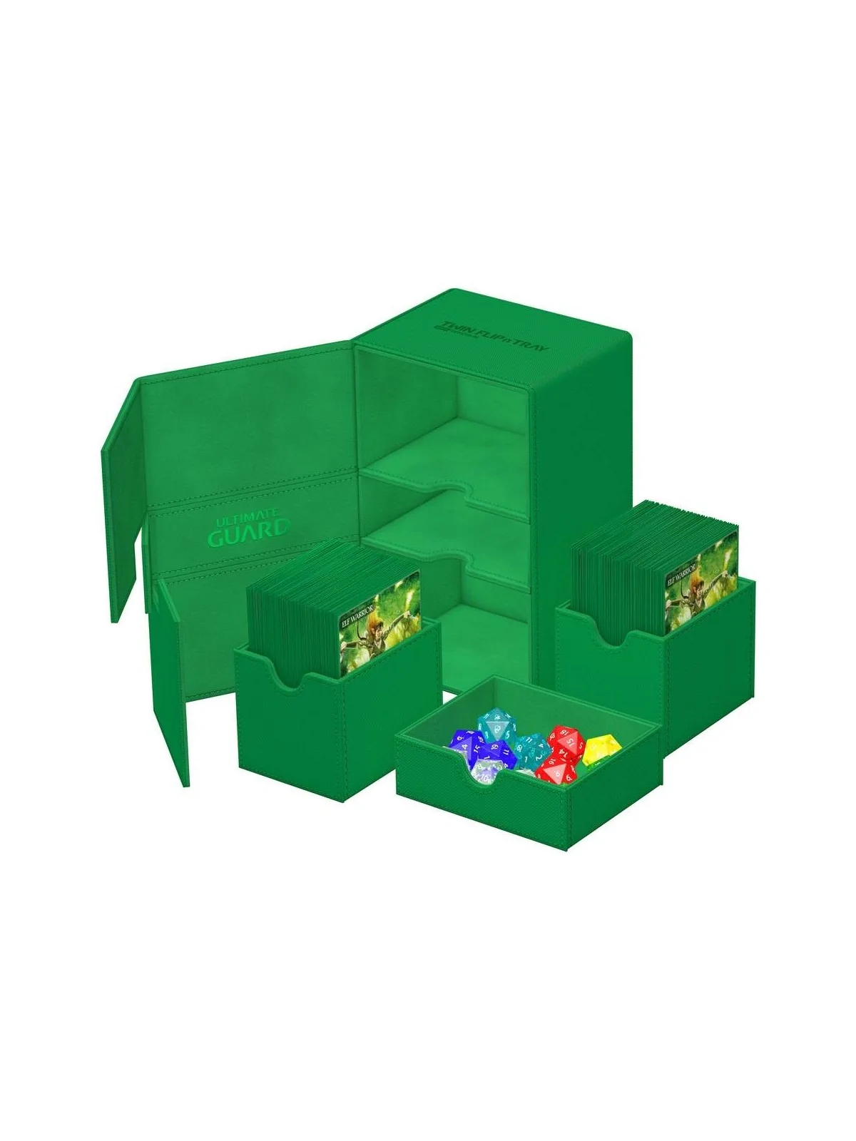 Ultimate Guard Twin Flip'n'Tray 160+ XenoSkin Monocolor Verde de Ultimate Guard en Cajas para Cartas | La Cueva Roja