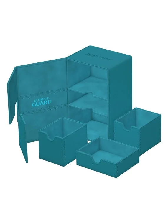 Ultimate Guard Twin Flip'n'Tray 160+ XenoSkin Monocolor Gasolina Azul de Ultimate Guard en Cajas para Cartas | La Cueva Roja
