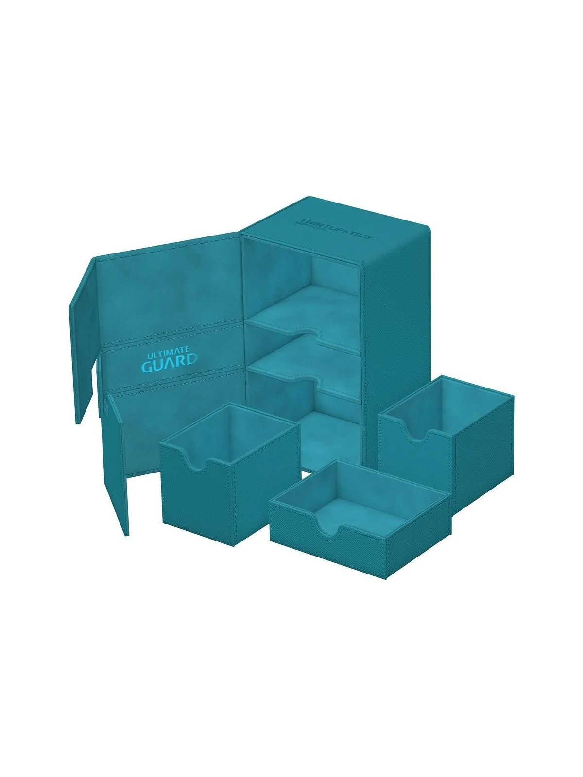 Ultimate Guard Twin Flip'n'Tray 160+ XenoSkin Monocolor Gasolina Azul de Ultimate Guard en Cajas para Cartas | La Cueva Roja