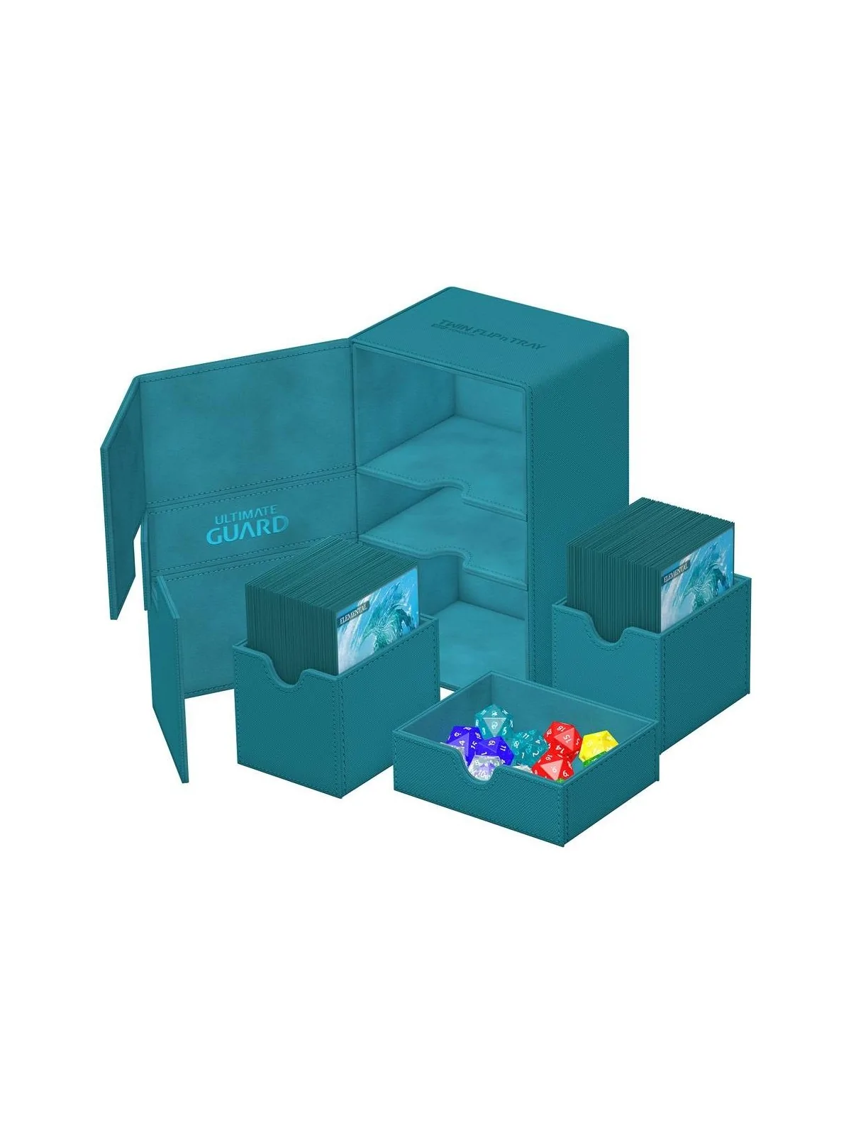 Ultimate Guard Twin Flip'n'Tray 160+ XenoSkin Monocolor Gasolina Azul de Ultimate Guard en Cajas para Cartas | La Cueva Roja