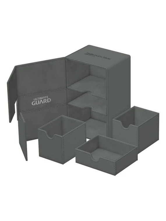 Ultimate Guard Twin Flip'n'Tray 160+ XenoSkin Monocolor Gris de Ultimate Guard en Cajas para Cartas | La Cueva Roja