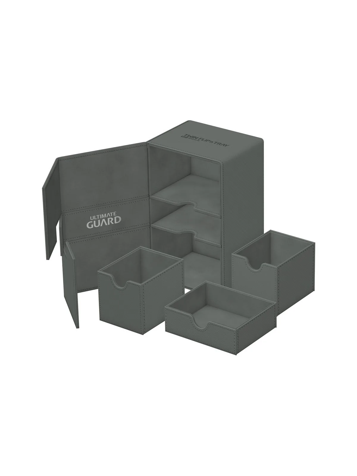 Ultimate Guard Twin Flip'n'Tray 160+ XenoSkin Monocolor Gris de Ultimate Guard en Cajas para Cartas | La Cueva Roja
