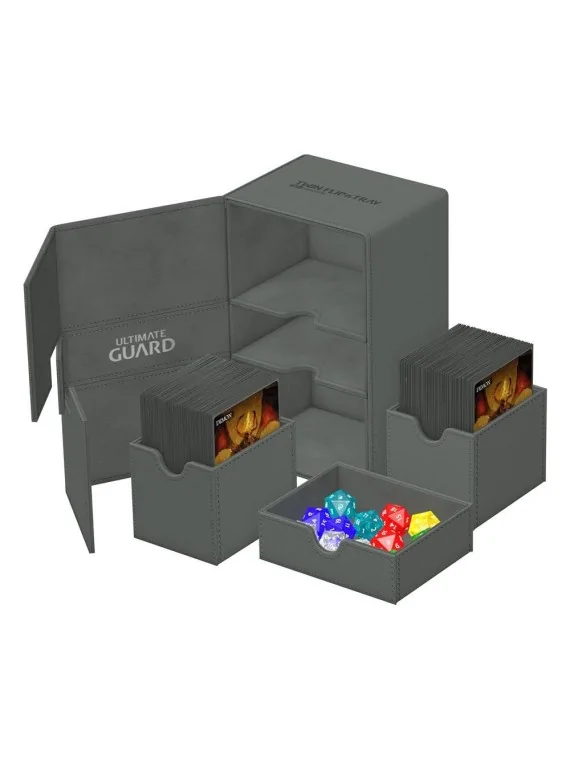 Ultimate Guard Twin Flip'n'Tray 160+ XenoSkin Monocolor Gris de Ultimate Guard en Cajas para Cartas | La Cueva Roja