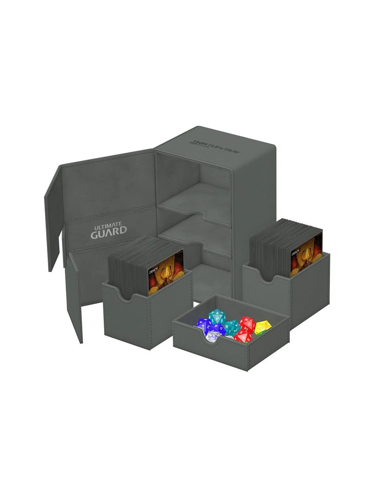 Ultimate Guard Twin Flip'n'Tray 160+ XenoSkin Monocolor Gris de Ultimate Guard en Cajas para Cartas | La Cueva Roja