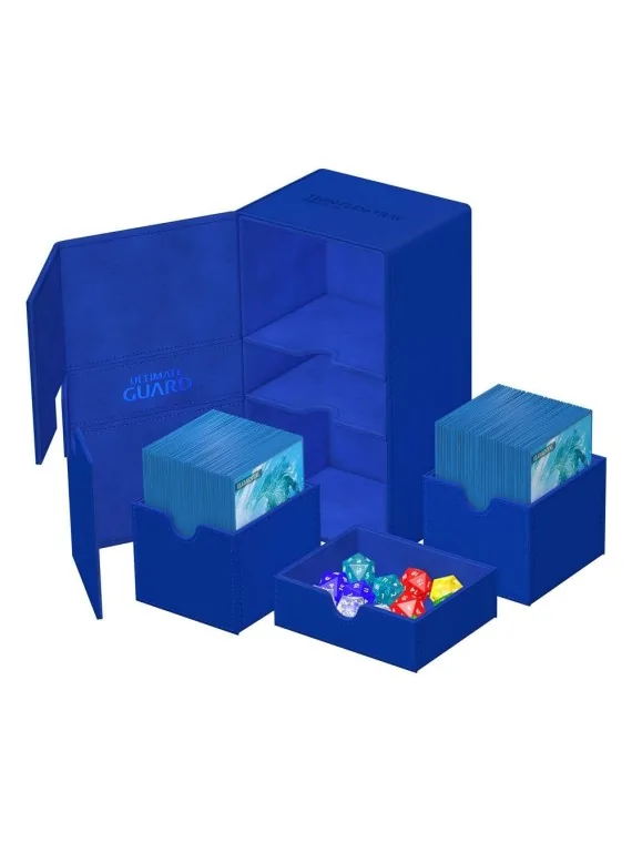 Ultimate Guard Twin Flip'n'Tray 200+ XenoSkin Monocolor Azul de Ultimate Guard en Cajas para Cartas | La Cueva Roja