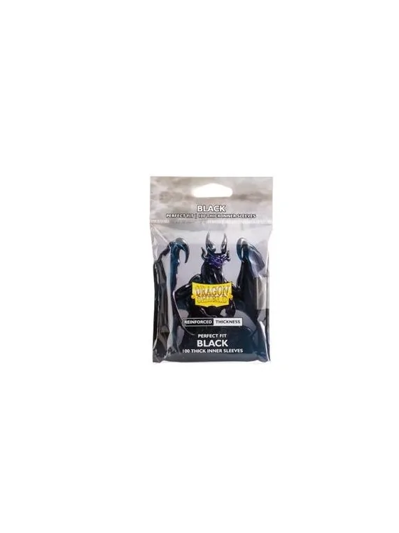 Dragon Shield: Standard Size Perfect Fit – Inner Sleeves – Thick Inner Black (100) de Dragon Shield en Fundas | La Cueva Roja