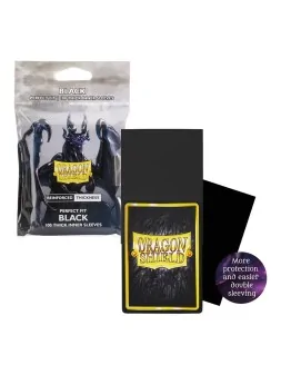 Dragon Shield: Standard Size Perfect Fit – Inner Sleeves – Thick Inner Black (100) de Dragon Shield en Fundas | La Cueva Roja