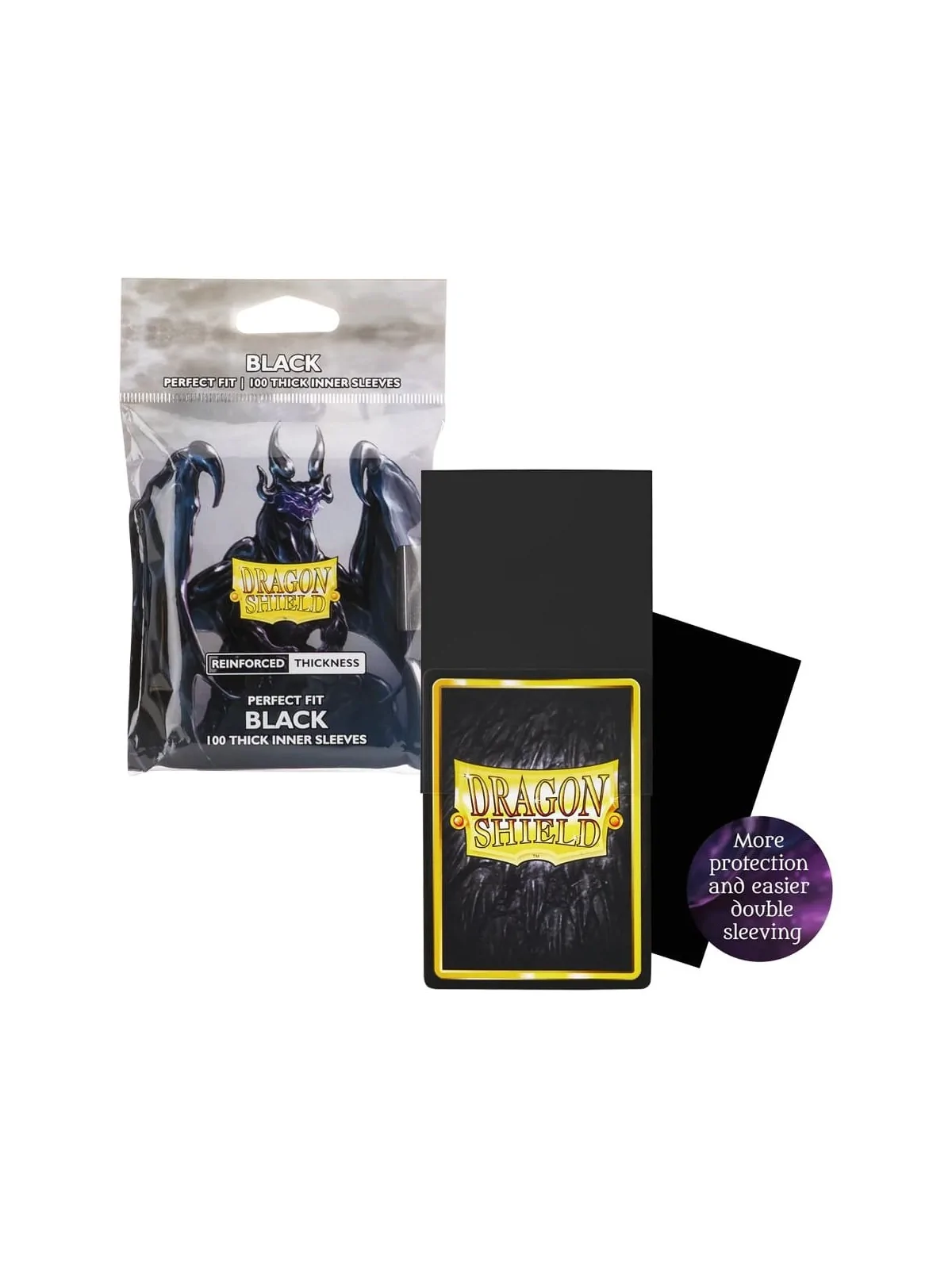 Dragon Shield: Standard Size Perfect Fit – Inner Sleeves – Thick Inner Black (100) de Dragon Shield en Fundas | La Cueva Roja