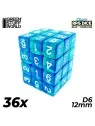 36 Dados D6 12mm: Azul/Turquesa Transparente de Green Stuff World en Dados | La Cueva Roja