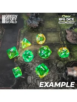 36 Dados D6 12mm: Verde/Amarillo Transparente de Green Stuff World en Dados | La Cueva Roja