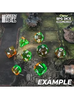 36 Dados D6 12mm: Naranja/Verde Transparente de Green Stuff World en Dados | La Cueva Roja