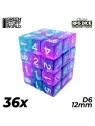 36 Dados D6 12mm: Turquesa/Lila Transparente de Green Stuff World en Dados | La Cueva Roja