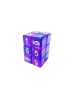 12 Dados D6 16mm: Azul/Lila Transparente de Green Stuff World en Dados | La Cueva Roja