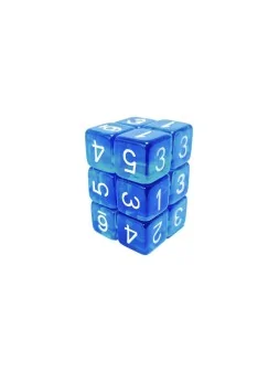 12 Dados D6 16mm: Azul/Turquesa Transparente de Green Stuff World en Dados | La Cueva Roja