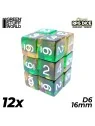 12 Dados D6 16mm: Naranja/Verde Transparente de Green Stuff World en Dados | La Cueva Roja