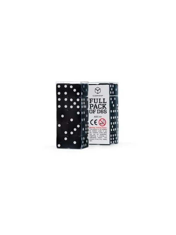 Q Workshop Pack de Dados Full Pack D6 Negro (20) de Q Workshop en Dados | La Cueva Roja