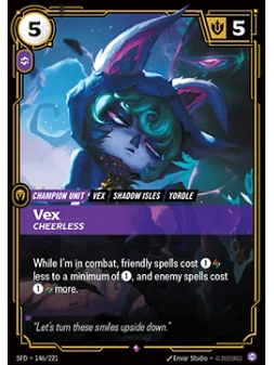 Vex, Cheerless de Riftbound en 02 - Spiritforged | La Cueva Roja