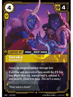 Soraka, Wanderer (V.1 - Rare) de Riftbound en 02 - Spiritforged | La Cueva Roja