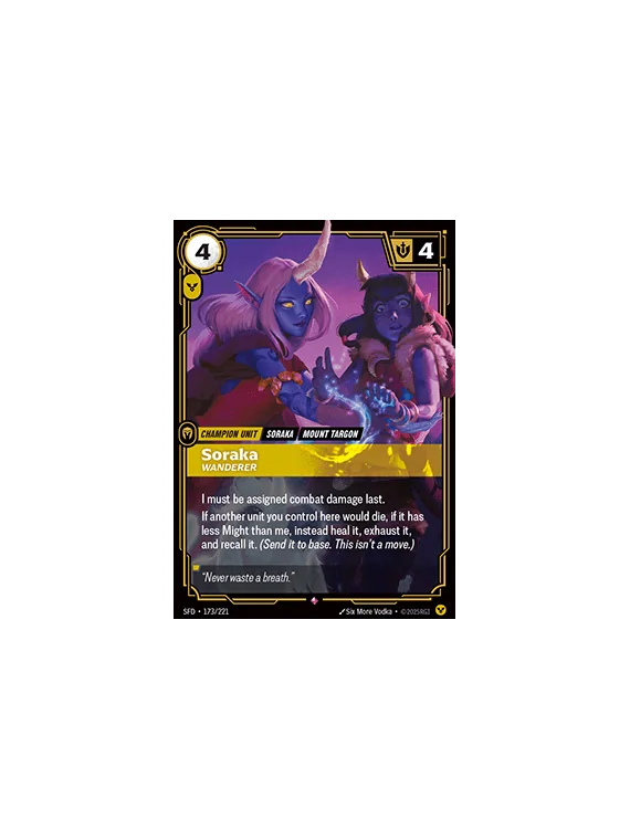 Soraka, Wanderer (V.1 - Rare) de Riftbound en 02 - Spiritforged | La Cueva Roja