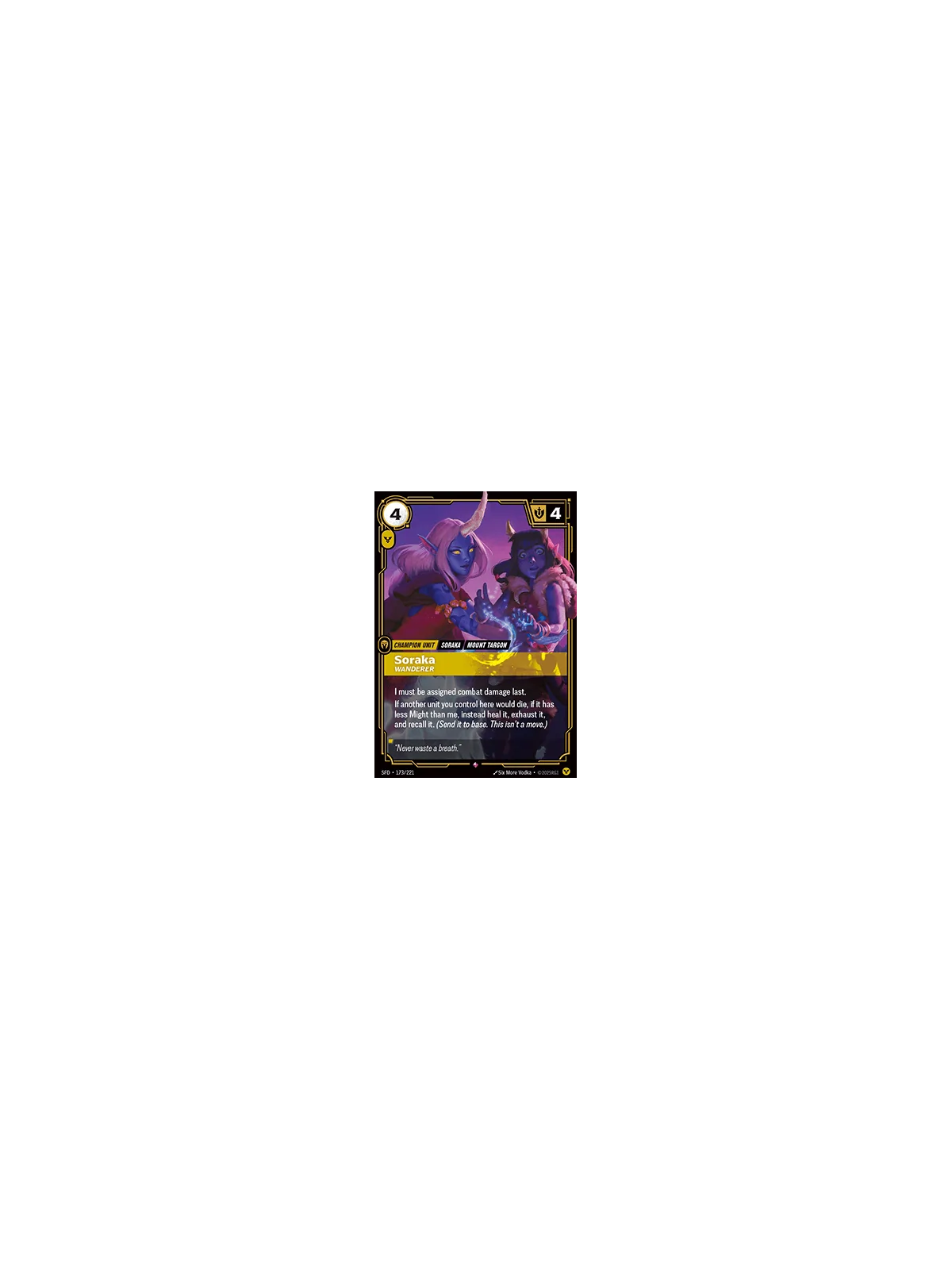 Soraka, Wanderer (V.1 - Rare) de Riftbound en 02 - Spiritforged | La Cueva Roja