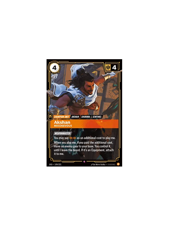Akshan, Mischievous de Riftbound en 02 - Spiritforged | La Cueva Roja