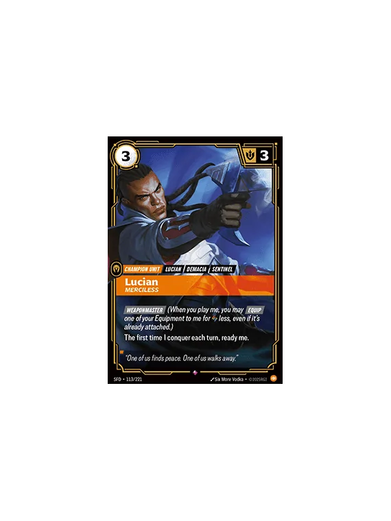 Lucian, Merciless (V.1 - Rare) de Riftbound en 02 - Spiritforged | La Cueva Roja