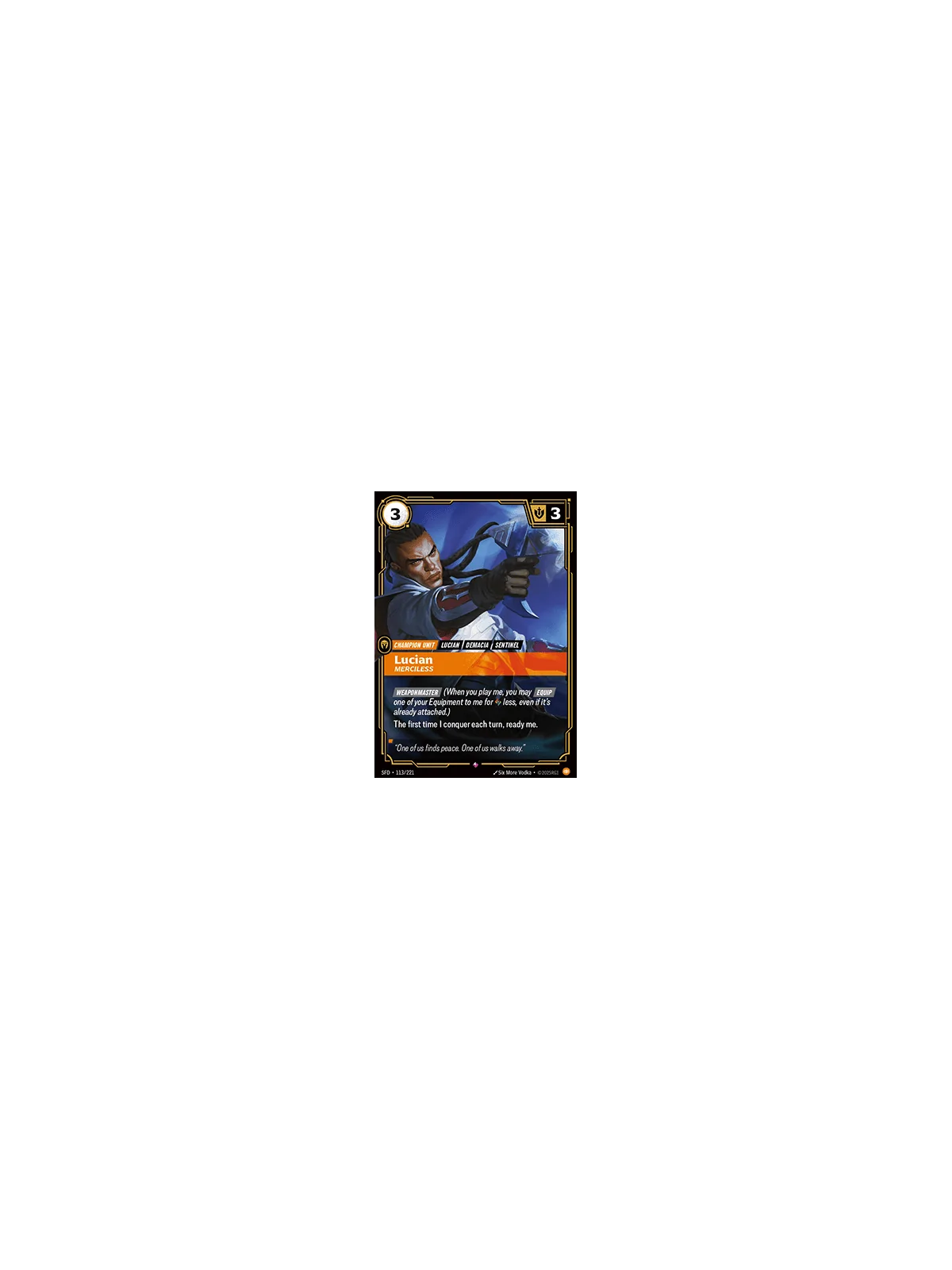 Lucian, Merciless (V.1 - Rare) de Riftbound en 02 - Spiritforged | La Cueva Roja