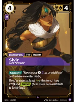 Sivir, Mercenary (V.1 - Rare) de Riftbound en 02 - Spiritforged | La Cueva Roja