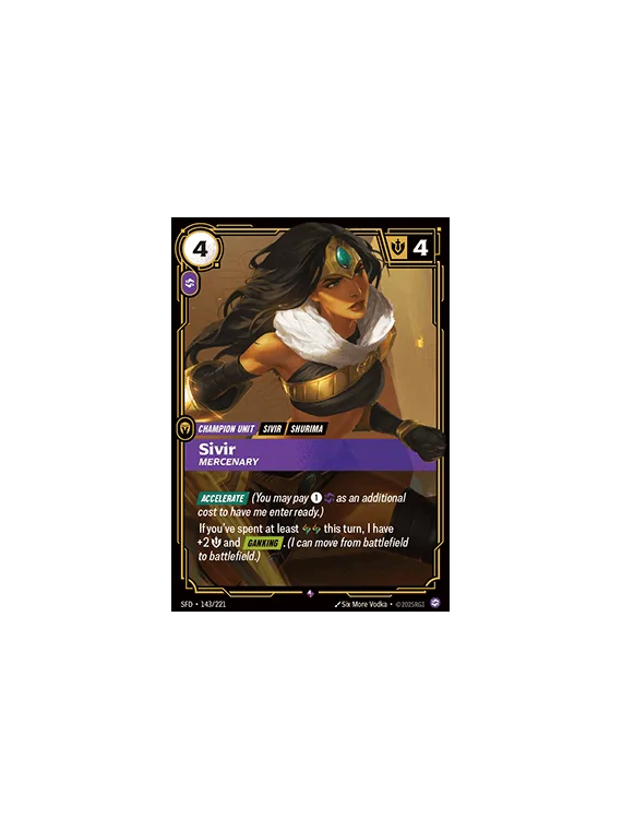 Sivir, Mercenary (V.1 - Rare) de Riftbound en 02 - Spiritforged | La Cueva Roja