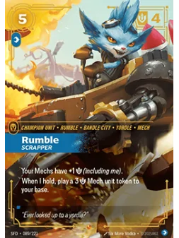 Rumble, Scrapper (V.1 - Epic) de Riftbound en 02 - Spiritforged | La Cueva Roja