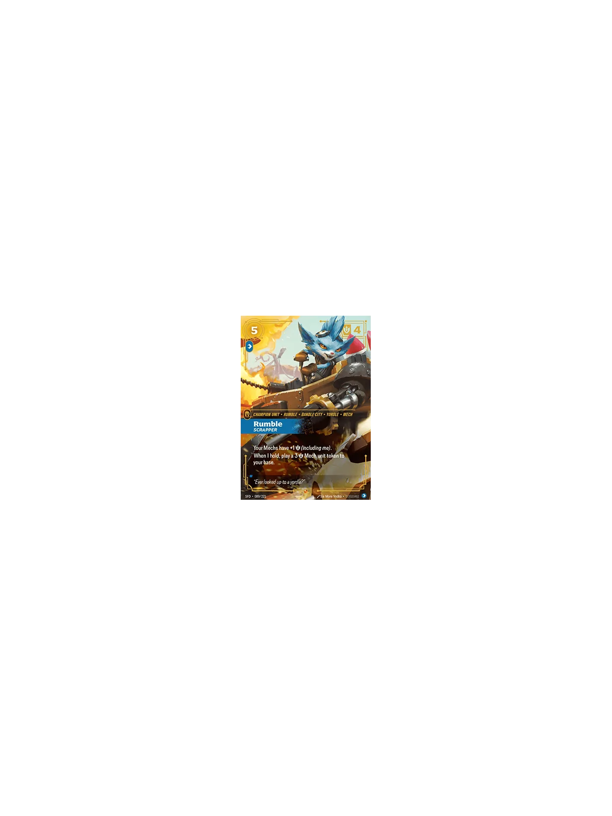 Rumble, Scrapper (V.1 - Epic) de Riftbound en 02 - Spiritforged | La Cueva Roja