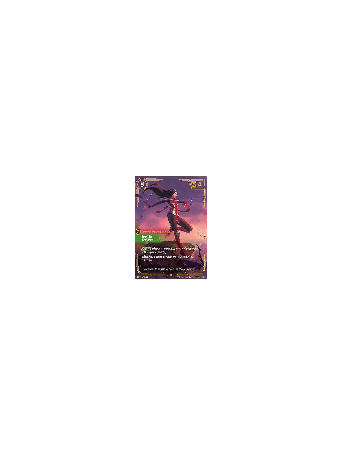 Irelia, Fervent (V.1 - Epic) de Riftbound en 02 - Spiritforged | La Cueva Roja