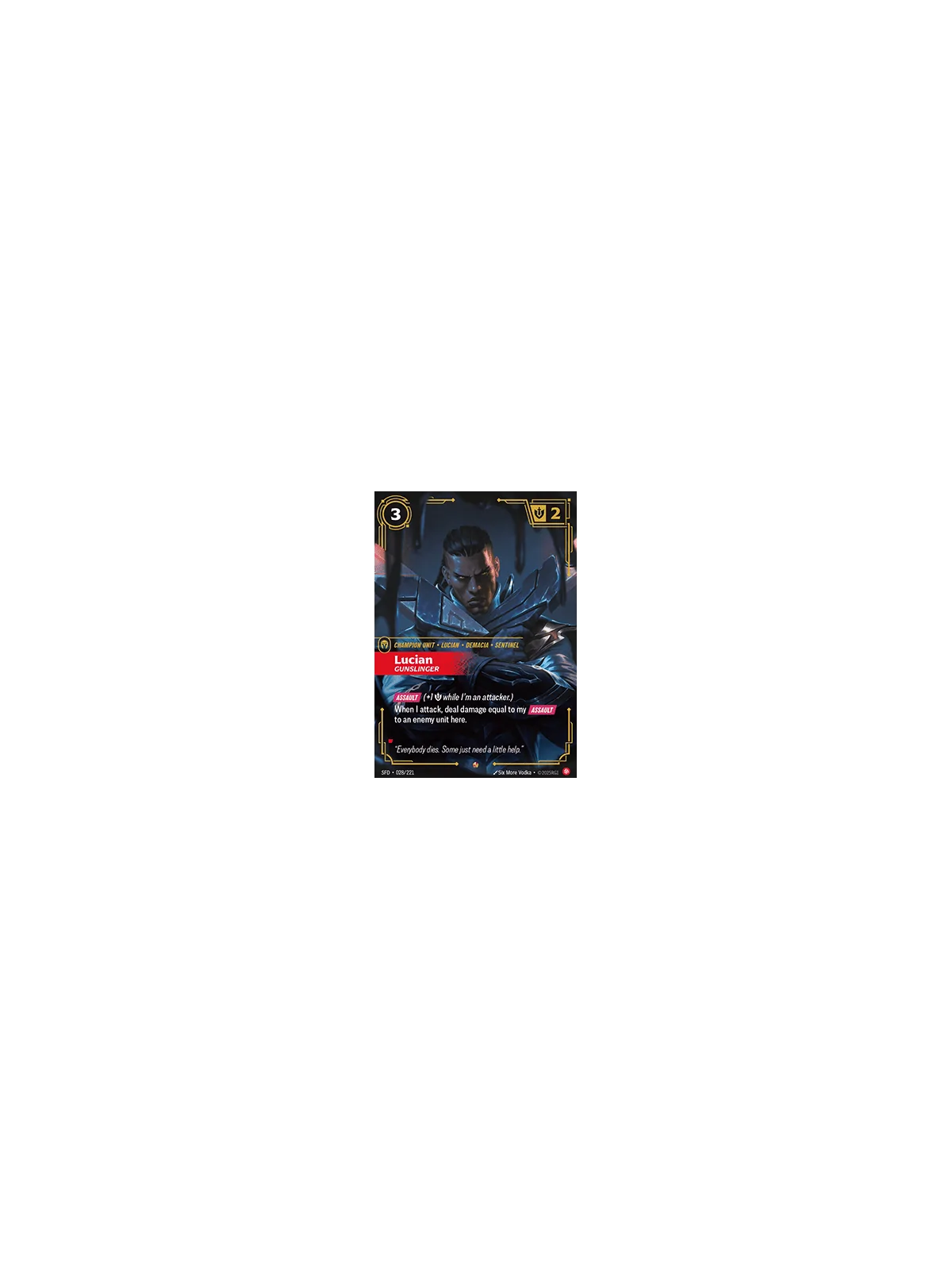 Lucian, Gunslinger (V.1 - Epic) de Riftbound en 02 - Spiritforged | La Cueva Roja
