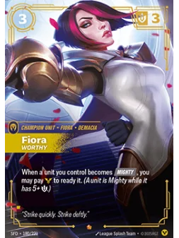 Fiora, Worthy (V.1 - Epic) de Riftbound en 02 - Spiritforged | La Cueva Roja