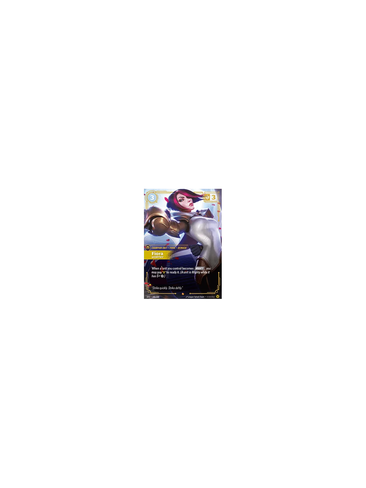 Fiora, Worthy (V.1 - Epic) de Riftbound en 02 - Spiritforged | La Cueva Roja