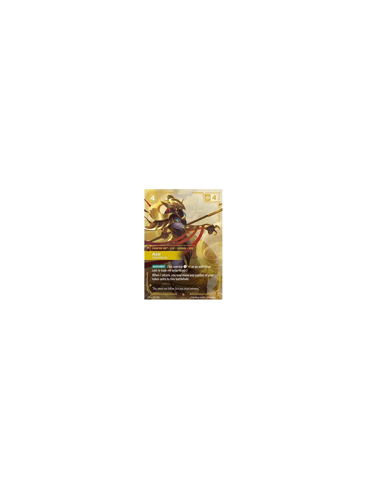 Azir, Sovereign (V.1 - Epic) de Riftbound en 02 - Spiritforged | La Cueva Roja