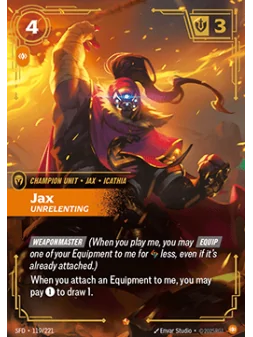 Jax, Unrelenting (V.1 - Epic) de Riftbound en 02 - Spiritforged | La Cueva Roja